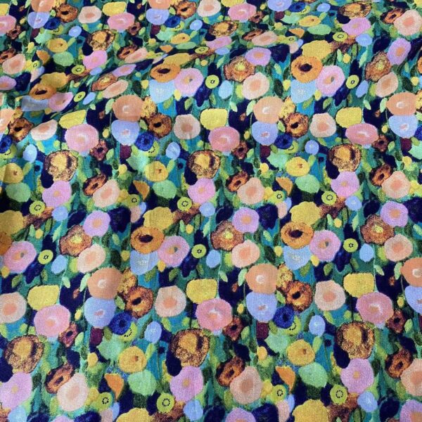 100% Cotton Poplin Reactive Printed Fabric — Oil Painting Floral Style