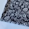 100% Cotton Printed Poplin Fabric — Black & White Floral