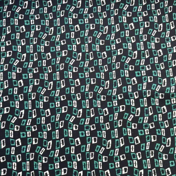 40s Cotton Poplin Reactive Print Fabric – Small Geometric Squares Pattern for Shirts & DIY Sewing