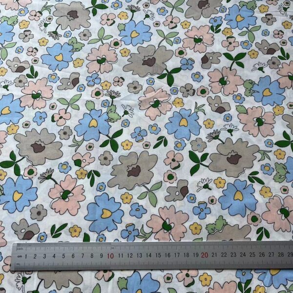 Cotton Poplin Printed Fabric – Summer Floral DIY Cloth