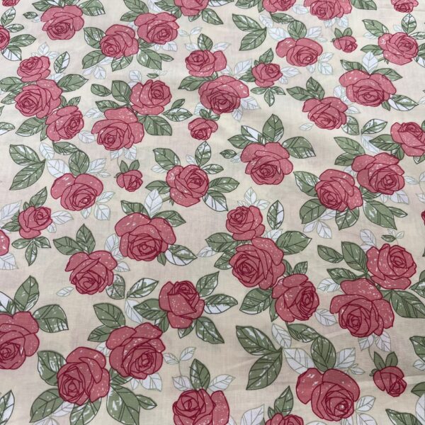 主图-08 100% Cotton Reactive Printed Poplin Fabric — Pastoral Rose Pattern for Spring Summer Apparel
