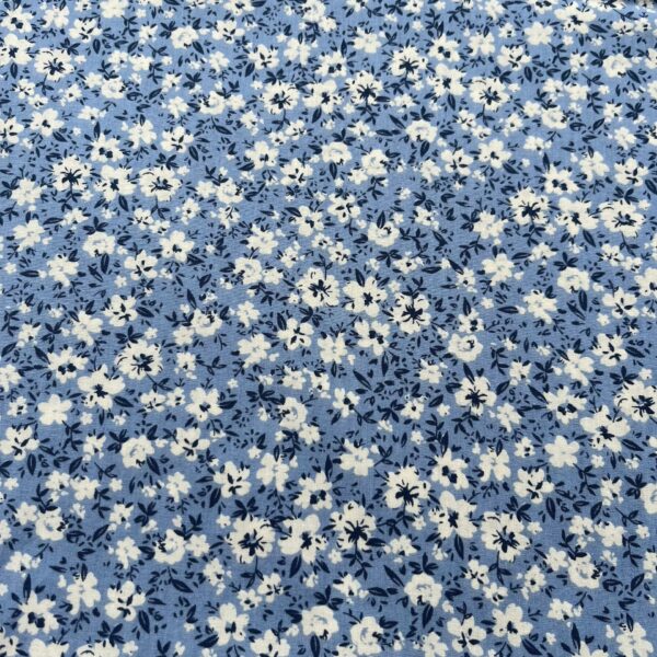 100% Cotton Reactive Printed Poplin Fabric — Pastoral Floral Pattern for Summer Dresses & Crafts