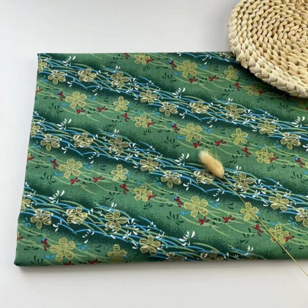 Cotton Reactive Gold Printed Fabric — Japanese Style DIY Craft Material