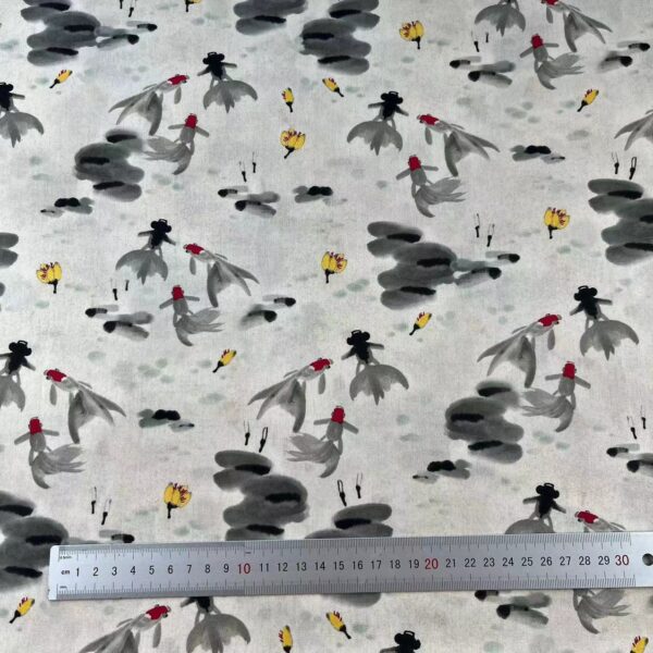 Cotton Digital Printed Fabric | Chinese Ink Style | Dress & Qipao Sewing Fabric