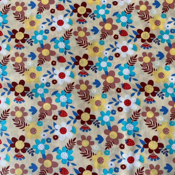 100% Cotton Printed Poplin Fabric — Small Floral Shirt & Dress Material