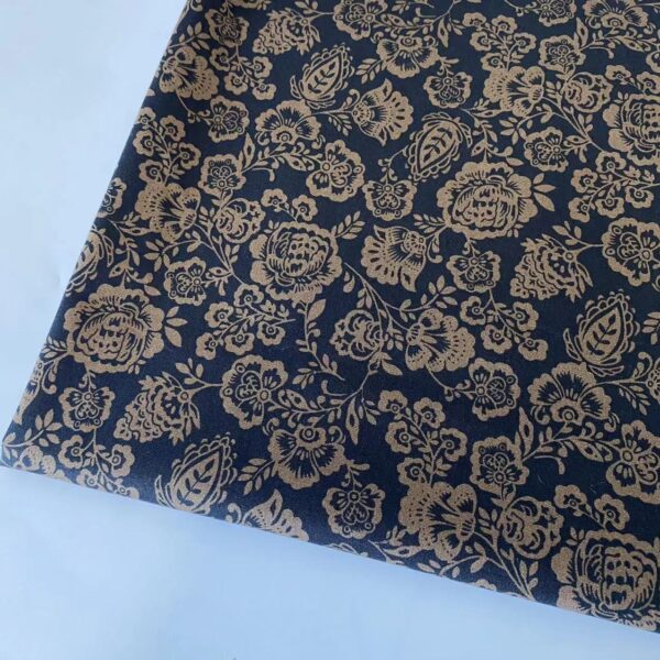 100% Cotton Printed Poplin Fabric — Black & White Floral