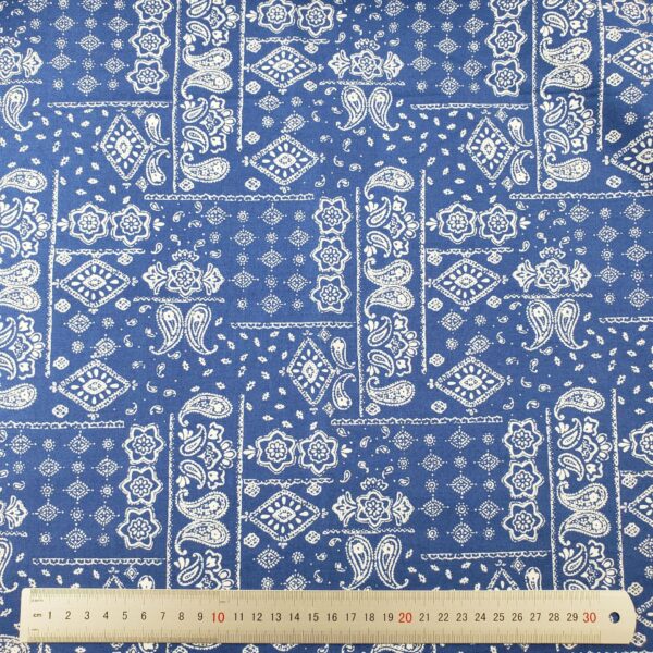 100% Cotton Paisley Poplin Fabric — Classic Bandana Shirt & Dress Material