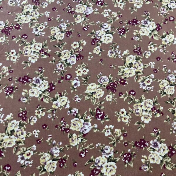 Cotton Poplin Countryside Floral Print Fabric — 100% Cotton for Shirts, Bags & DIY Sewing