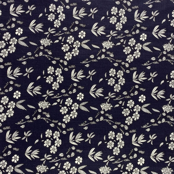 100% Cotton Floral Print Fabric — Chinese Style Cotton Linen Look