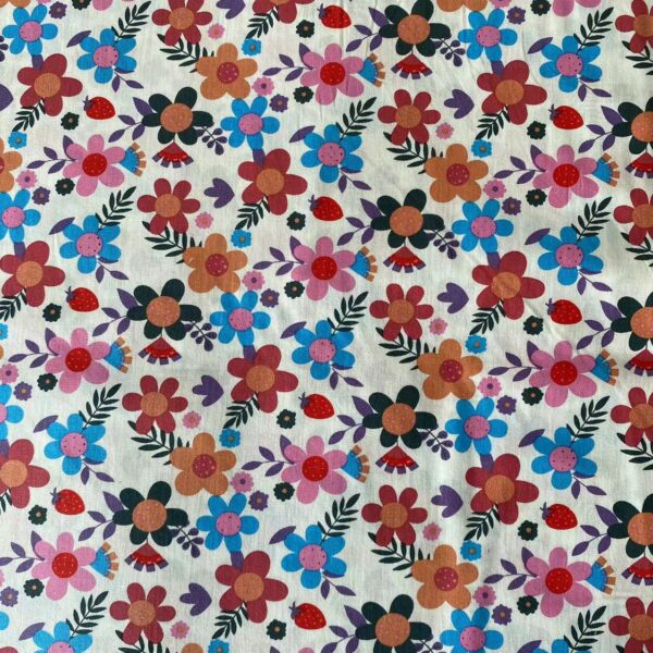 100% Cotton Printed Poplin Fabric — Small Floral Shirt & Dress Material