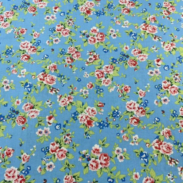 Cotton Poplin Countryside Floral Print Fabric — 100% Cotton for Shirts, Bags & DIY Sewing