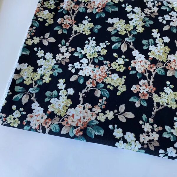 High-Density Cotton Poplin Fabric – Tencel-Like Soft Feel, Cartoon Floral Print for Kidswear & Dresses