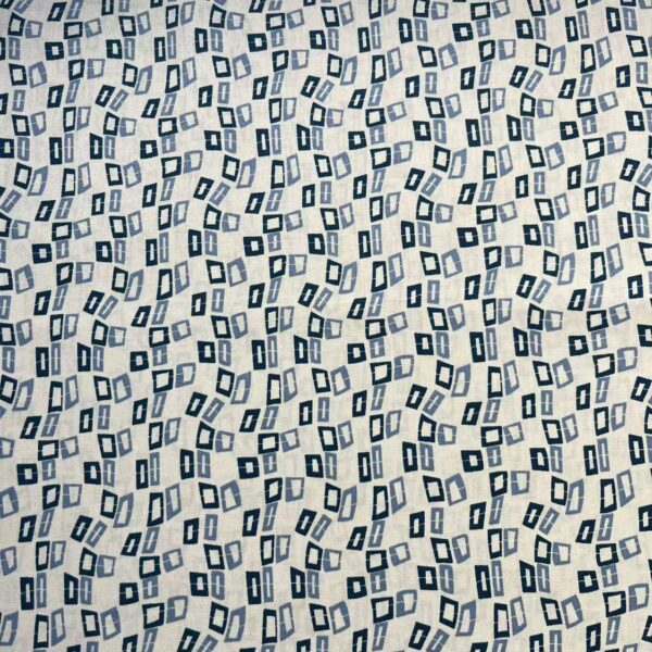 40s Cotton Poplin Reactive Print Fabric – Small Geometric Squares Pattern for Shirts & DIY Sewing