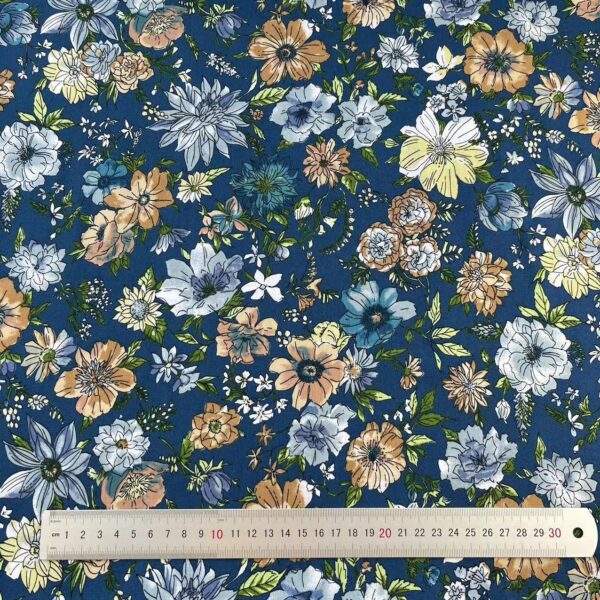 Pure Cotton Poplin Printed Fabric – Vintage Floral Craft Cloth