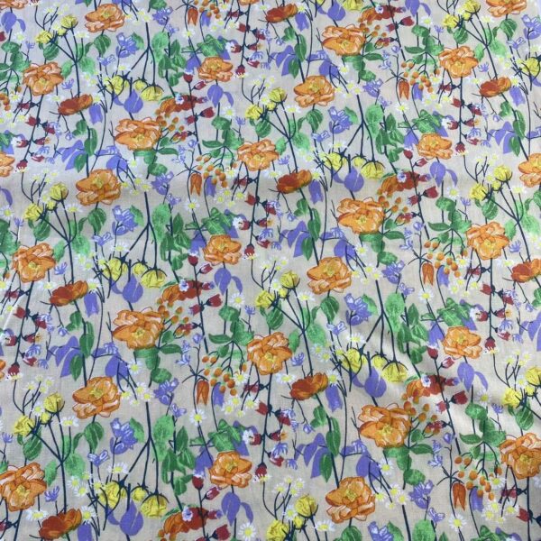 Korean Style Cotton Poplin Floral Printed Fabric – Summer Dress Material