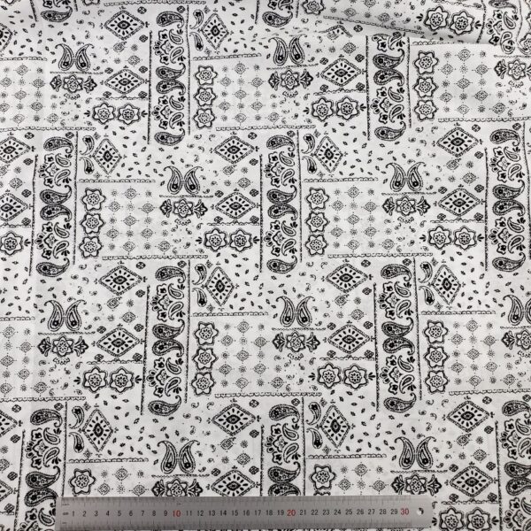 100% Cotton Paisley Poplin Fabric — Classic Bandana Shirt & Dress Material