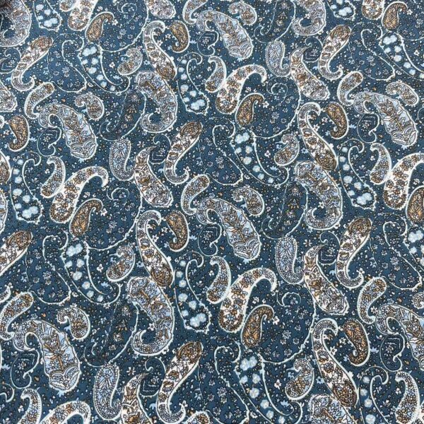 40s Cotton Poplin Printed Fabric – Vintage Paisley for Shirts & DIY Crafts