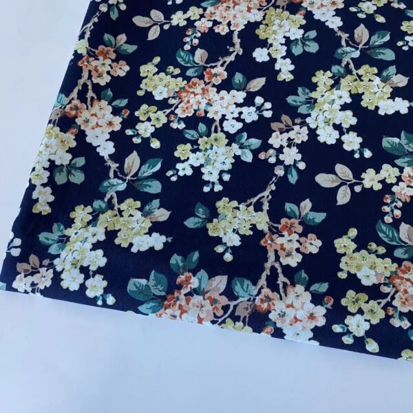 High-Density Cotton Poplin Fabric – Tencel-Like Soft Feel, Cartoon Floral Print for Kidswear & Dresses