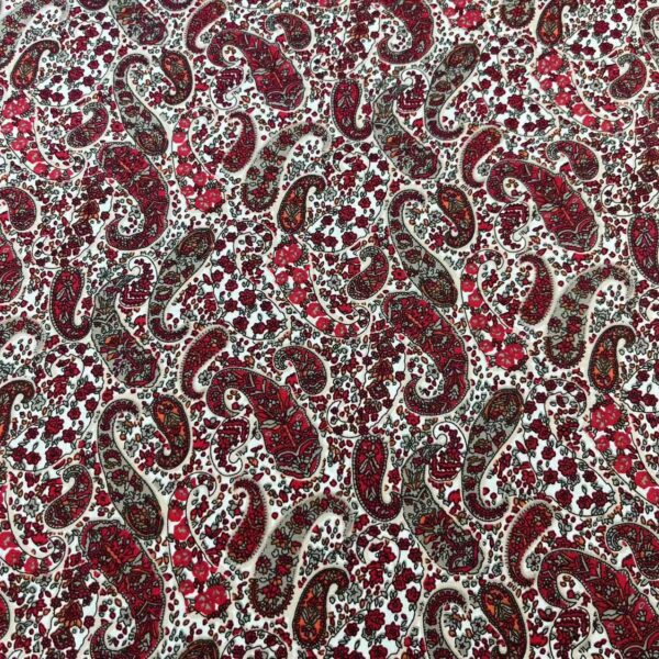 Vintage Paisley Cotton Poplin Print Fabric — 100% Cotton DIY Craft & Shirt Fabric