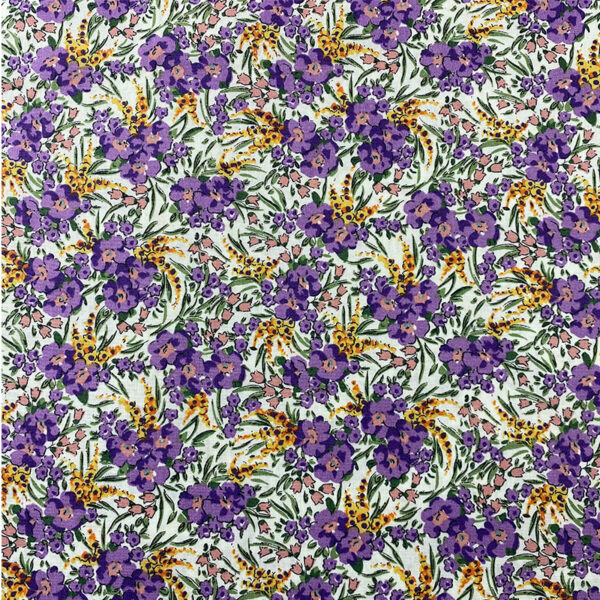 100% Cotton Small Floral Reactive Printed Poplin Fabric — Soft & Child-Friendly