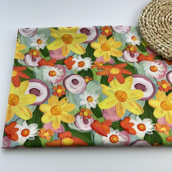 100% Cotton Digital Printed Fabric — 3D Oil-Painting Aesthetic