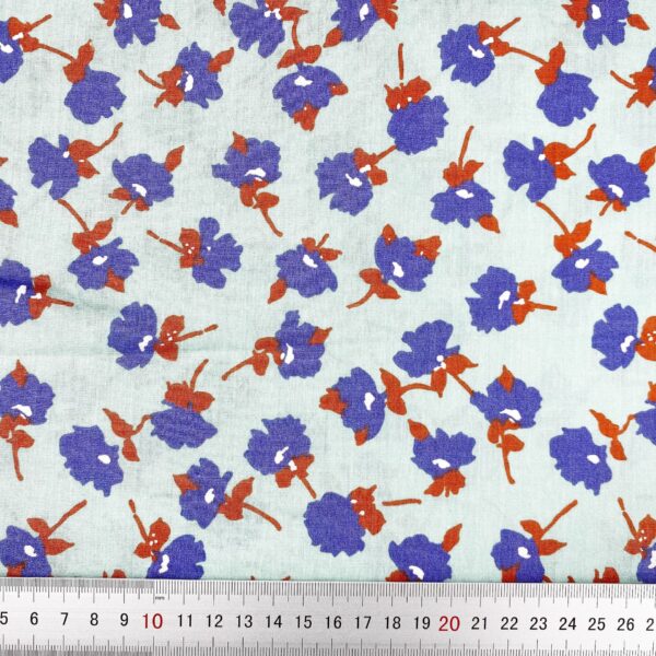 SKU-01-天蓝色 100% Cotton Woven Floral Fabric — Soft & Breathable for Kids & Women
