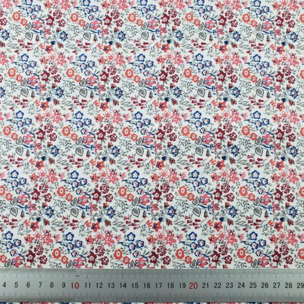 100% Cotton Reactive Printed Small Floral Fabric — Lightweight & Breathable