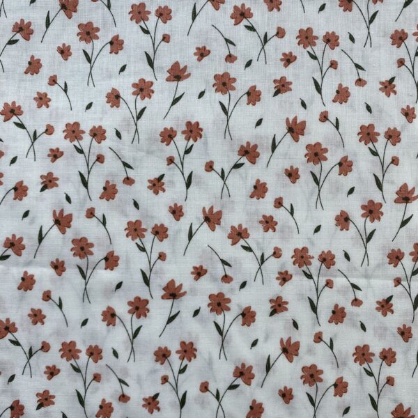 SKU-01-红色 100% Cotton 40s Reactive Printed Small Floral Fabric — Soft & Breathable