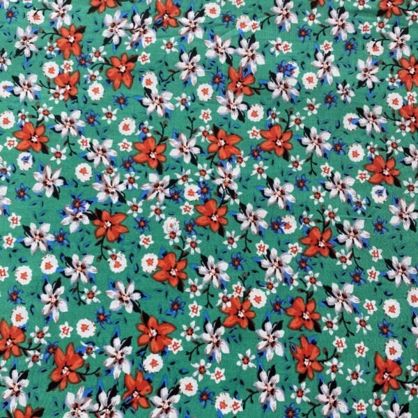 100% Cotton Reactive Printed Pastoral Small Floral Fabric — Soft & Breathable for Summer Apparel