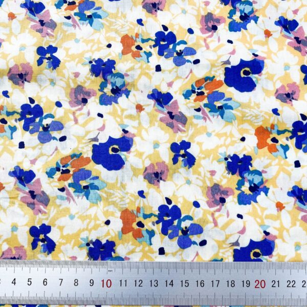 100% Cotton Reactive Printed Small Floral Poplin Fabric — Light & Breathable