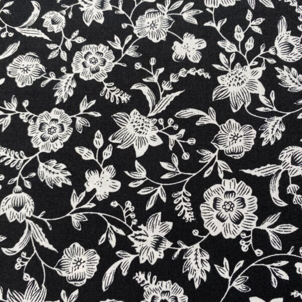 100% Cotton 60s Reactive Printed Vintage Porcelain Floral Fabric — Soft & Breathable