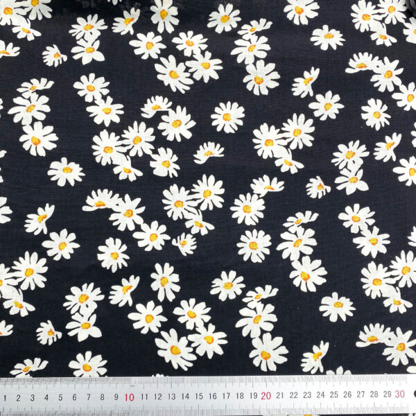 100% Cotton Reactive Printed Daisy Poplin Fabric — Soft & Airy