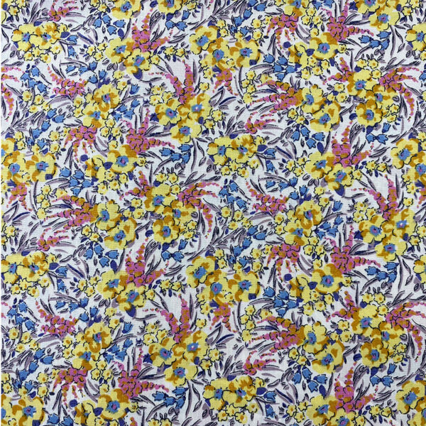 100% Cotton Small Floral Reactive Printed Poplin Fabric — Soft & Child-Friendly