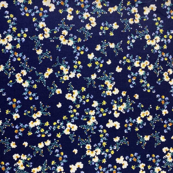 100% Cotton Blue Floral Fabric — Lightweight & Soft for Summer Dresses