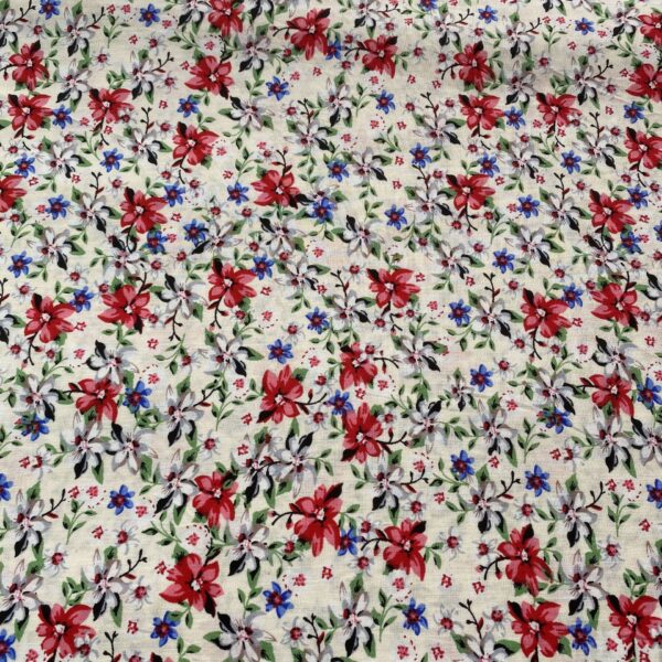100% Cotton Reactive Printed Pastoral Small Floral Fabric — Soft & Breathable for Summer Apparel