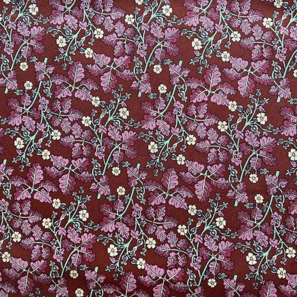 SKU-02-红底 100% Cotton Reactive Printed Botanical Poplin Fabric — Soft, Breathable & Summer-Ready