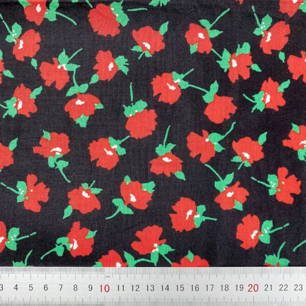 SKU-02-黑色 100% Cotton Woven Floral Fabric — Soft & Breathable for Kids & Women