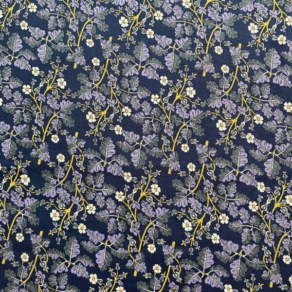 SKU-03-灰蓝底 100% Cotton Reactive Printed Botanical Poplin Fabric — Soft, Breathable & Summer-Ready