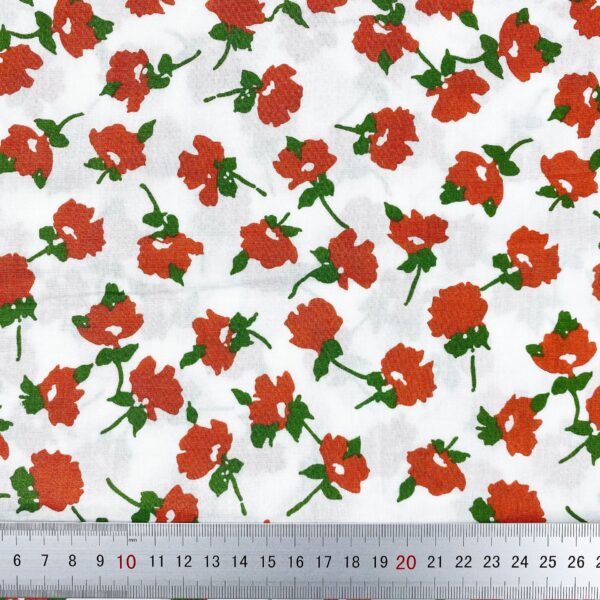 SKU-03-白色 100% Cotton Woven Floral Fabric — Soft & Breathable for Kids & Women