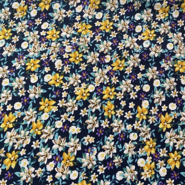 100% Cotton Reactive Printed Pastoral Small Floral Fabric — Soft & Breathable for Summer Apparel