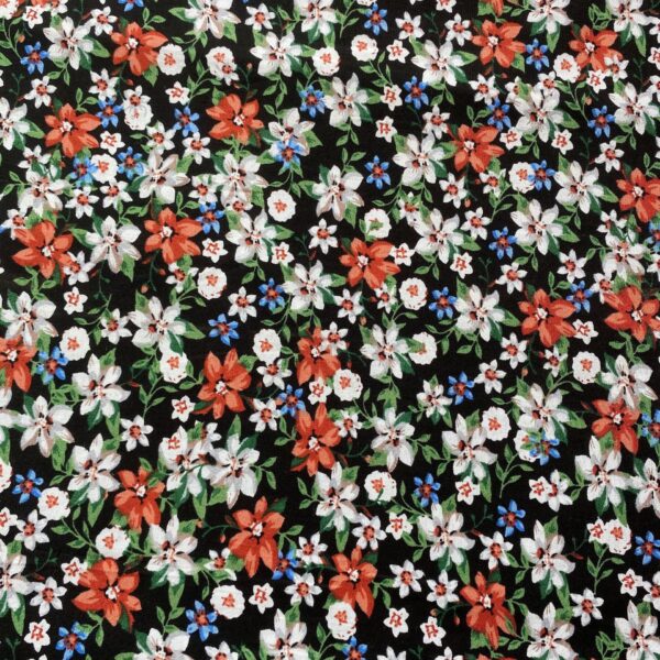 100% Cotton Reactive Printed Pastoral Small Floral Fabric — Soft & Breathable for Summer Apparel