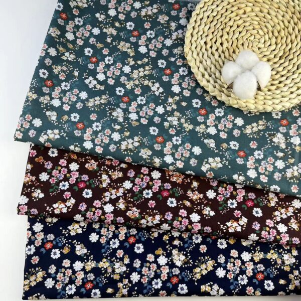 Country-Style Cotton Poplin Fabric — Small Floral Dress Material