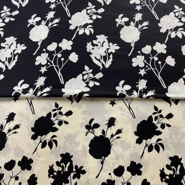 Black and White Cotton Poplin Fabric for Dresses and Pants — Reactive Print