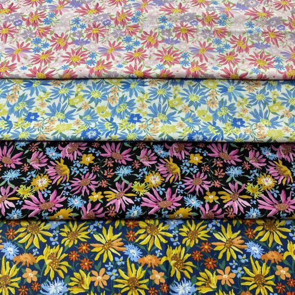 Lightweight Cotton Poplin Fabric with Large Floral Print — Summer Dress Material