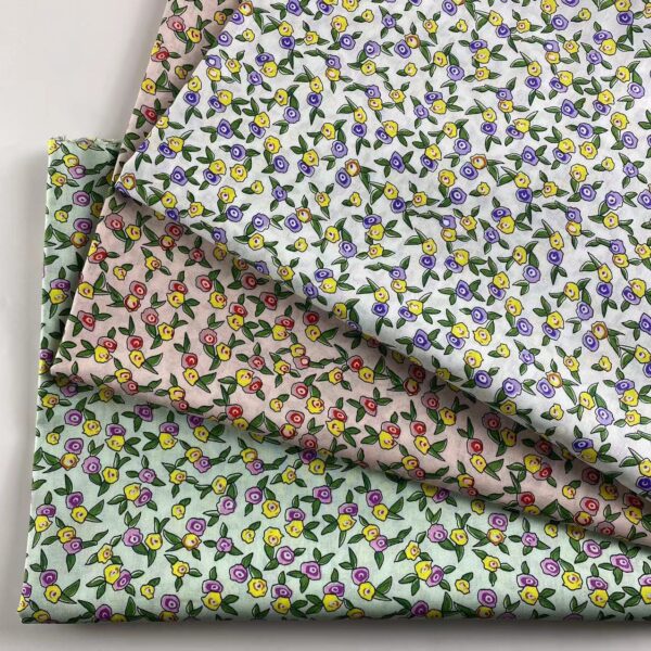 100% Cotton Poplin Small Sprig Floral Print Fabric — Lightweight & Colorfast