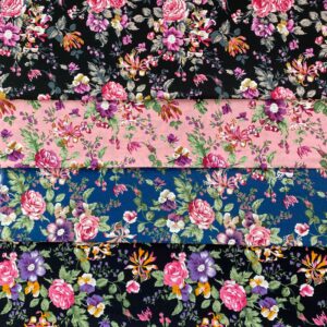 Reactive Printed 100% Cotton Poplin Fabric – Country Floral Style for Dresses & Kidswear