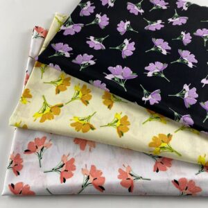 Floral Cotton Poplin Fabric – Reactive Print for Dresses & Kidswear