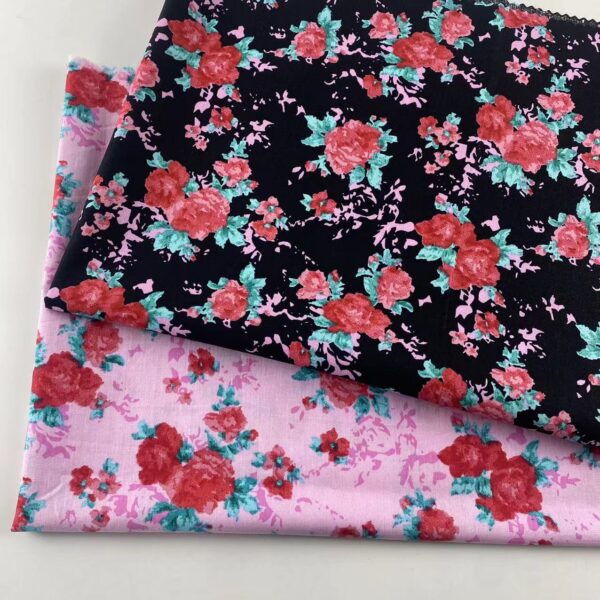 Country Style Small Floral Cotton Fabric – Reactive Printed Plain Weave for DIY & Apparel