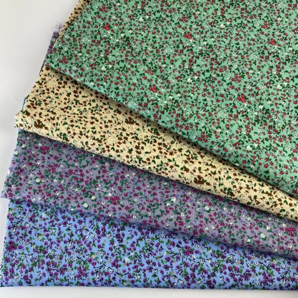 主图-01 Vintage Pastoral Cotton Poplin Printed Fabric – 40s Reactive Dyed Floral Cloth for Dresses & Loungewear