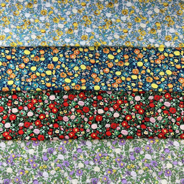 40s Pure Cotton Poplin Printed Fabric – Small Floral Pattern for Shirts, Bags & DIY Projects